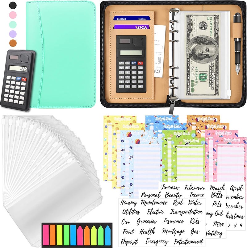 Nefeeko Budget Binder with Zipper Envelopes, Cash Envelopes for Budgeting, A6 PU Leather Budget Planner 2026 with Cash Envelopes Calculator, Bill Money Organizer for Cash Saving Budget System Wallet - Image 1